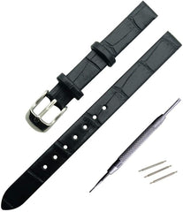 Watch Band, Genuine Leather, Crocodile Embossed, 0.3 inch (8 mm), 0.4 inch (10 mm), Watch Band, Replacement Strap, Genuine Leather, Tools Included