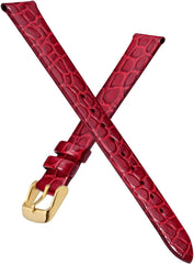Watch Strap, 0.3 - 0.8 inches (8 - 20 mm), Genuine Leather Watch Band, Crocodile-Embossed Calf Leather, With Installation Tool