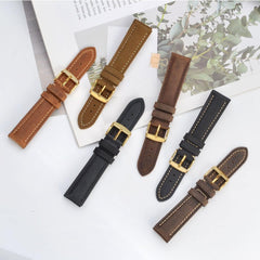 Watch Band 14/15/16/17/18/19/20/21/22/23/24mm Suede Genuine Leather Watch Strap Gold Buckle