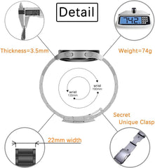 MaKTech Titanium Band, 20mm Lightweight One Piece Metal Link Bracelet for Samsung Galaxy Watch 6 43/47/40/44mm,Galaxy Watch 5/4,Huawei GT 4/3-41/42mm (Silver)