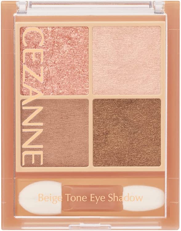 Cezanne Beige Tone Eyeshadow, 02, Rosy Beige, 0.1 oz (4.3 g), Glitter, Pearl, Mat, 4 Colors