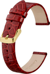 Watch Strap, 0.3 - 0.8 inches (8 - 20 mm), Genuine Leather Watch Band, Crocodile-Embossed Calf Leather, With Installation Tool