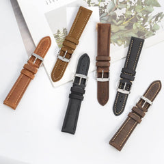 Watch Band 14/15/16/17/18/19/20/21/22/23/24mm Suede Genuine Leather Watch Strap Silver Buckle