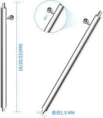 Watch Band Spring Bars, Set of 6, 0.9 inch (22 mm), 0.8 inch (20 mm), 0.7 inch (18 mm), Stainless Steel, Watch Tool, Watch Strap, Spring Bar, 0.87, 0.87, 0.7 inches (22 mm), 0.89 inches (20 mm), 0.7 inches (18