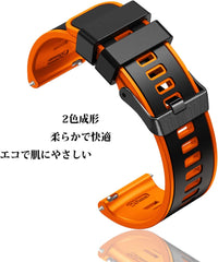 Watch band 18mm 20mm 22mm 2-layer color silicone watch band waterproof belt (no tools required, easy to replace)