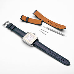 Men's Leather Watch Strap, Goat Leather, Luxury Leather Strap, 0.8 inches (20 mm), 0.9 inches (22 mm), Long, XL