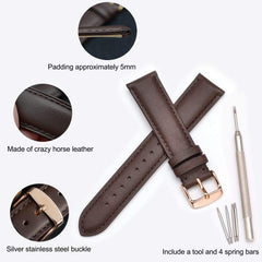 Leather Watch Band 14mm 16mm 18mm 19mm 20mm 21mm 22mm 23mm 24mm Vintage Leather Watch Band Rose Gold Buckle