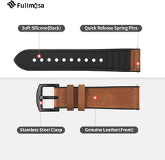Genuine Leather Watch Band, Genuine Leather Watch Strap, 0.9 inches (22 mm), 0.8 inches (20 mm), Smartwatch Band, Silicone, Business Style, Breathable, Flexible, Men's, Women's, Please Check the Model Number Chart