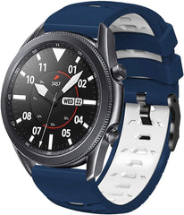 Silicone Watch Strap, 0.8 inch (20 mm), 0.9 inch (22 mm), Silicone Watch Band, Smart Watch, Replacement Strap, 3 Row of Dual Color, Silicone, Watch Band, Silicone Soft Rubber, Removable Waterproof Strap, Easy to Remove Without Tools