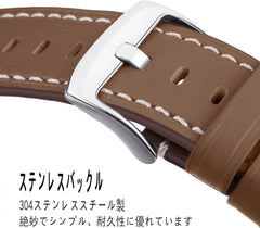AGUPERFIT Watch Band, 0.8 inch (20 mm), 0.9 inch (22 mm), Quick Release Belt, Genuine Leather, Business Watch, Band, Leather, Smart Watch, Replacement Strap, Smart Watch Replacement Band (0.9 inch (22 mm), Brown)