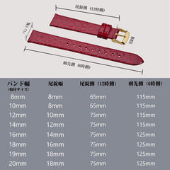 Watch Strap, 0.3 - 0.8 inches (8 - 20 mm), Genuine Leather Watch Band, Crocodile-Embossed Calf Leather, With Installation Tool