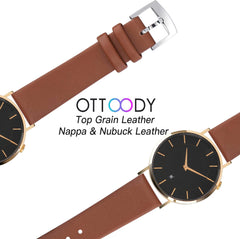 Genuine Leather Watch Band, Watch Strap 12mm, 14mm, 16mm, 18mm, 20mm, 22mm, Elegant Ultra Soft Calf Leather Watch Replacement Band for Watches and Smart Watches, Quick Release Replacement Strap No Tools Required for Women, Men