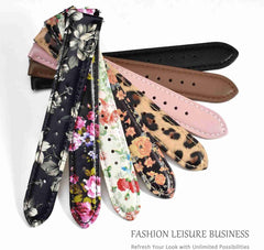 Flower Series Genuine Leather Watch Band, Quick Release Replacement Strap