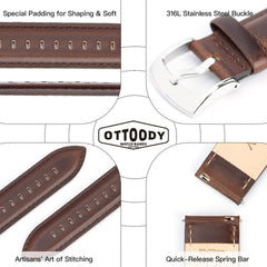 Watch Band, Watch Strap, 0.7 inches (18 mm), 0.8 inches (20 mm), 0.8 inches (21 mm), 0.9 inches (22 mm), Elegant, Calf Leather, Genuine Leather Watch Band, Quick Release, No Tools Required, Sweatproof, Tactile Lining, Replacement Watch Strap, Unisex