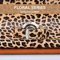 Flower Series Genuine Leather Watch Band, Quick Release Replacement Strap