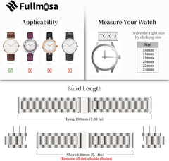 Watch band belt 22mm stainless steel smart watch band belt watch band 16mm 18mm 20mm 22mm 24mm replacement belt stainless steel metal belt 22mm silver Please check the model number list