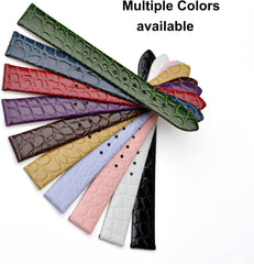 Watch Strap, 0.3 - 0.8 inches (8 - 20 mm), Genuine Leather Watch Band, Crocodile-Embossed Calf Leather, With Installation Tool