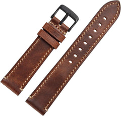 Watch Strap, 0.7, 0.8, 0.9, 0.9 inch (18, 20, 22, 24 mm) Replacement Band, Retro Genuine Leather Wristwatch Band