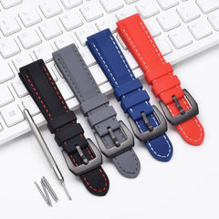 Silicone Rubber Watch Strap, 0.7 inches (18 mm) / 0.8 inches (20 mm) / 0.9 inches (22 mm) / 0.9 inches (24 mm) Thick, Completely-Waterproof Replacement Watch Strap, Rubber Watch Strap, Silicone