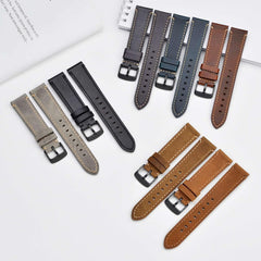 Watch Strap, 0.7, 0.8, 0.9, 0.9 inch (18, 20, 22, 24 mm) Replacement Band, Retro Genuine Leather Wristwatch Band