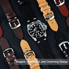 Watch Band, 18mm, 20mm, 21mm, 22mm, Classic Vintage Leather, Watch Strap, Quick Release, No Tools Needed Replacement Strap for Men and Women Watches and Smart Watch