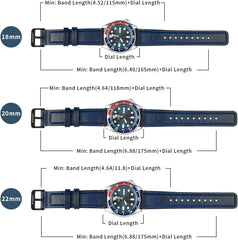Wristitani Watch Strap, Genuine Leather Watch Band, 0.7 inch (18 mm), 0.8 inch (20 mm), 0.9 inch (22 mm), Replacement Strap, Men's, Women's, Watch Strap with Tools, Dark Blue + Black Buckle, 0.7 inch (18 mm)