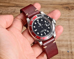 Watch Band, Genuine Leather Watch Replacement Band, Italian Buttero Leather, Vibrant Colors, Quick Release Watch Strap, 0.7 / 0.8 inches (18 / 20 / 22 mm)
