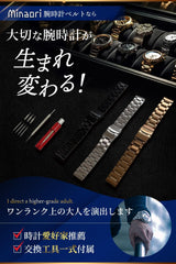 Watch Strap, 0.8 inches (20 mm), 0.9 inches (22 mm), Black, Silver, Replacement Tool Included, Recommended for Watch Lovers