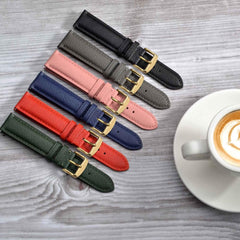 Watch Band, 0.7 / 0.8 / 0.9 inches (18 / 20 / 22 mm), Calf Leather Watch Replacement Strap, Quick Release, Genuine Leather, Business Style
