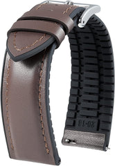 Leather Watch Band, Rubber Inside Rubber, Breathable, 0.6 - 0.9 inches (14 - 22 mm), Hybrid Quick Release Watch Strap, Smart Watch Strap, Unisex, 6 Colors Available
