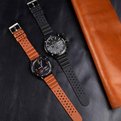 Fluorine Rubber Watch Band, 0.7 inches (18 mm), 0.8 inches (20 mm), 0.9 inches (22 mm), 0.9 inches (24 mm), Luxury Watch Rubber Strap with Easy Click