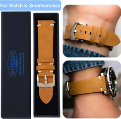 Watch Band, 18mm, 20mm, 21mm, 22mm, Classic Vintage Leather, Watch Strap, Quick Release, No Tools Needed Replacement Strap for Men and Women Watches and Smart Watch