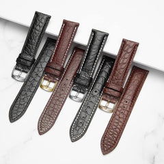SEURE Genuine Leather Band, Alligator Leather and Cowhide Leather, Watch Strap, 0.71, 0.79, 0.83, 0.83, 0.97 inches (18, 19, 20, 21, 22 mm) Crocodile, Watch Strap, Replacement Strap, Waterproof, Sweat Proof, Unisex