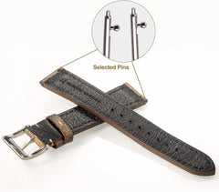 Watch Band, Watch Band, Genuine Leather Mustrot Leather Watch Strap, Soft Vintage Fine Leather Grain, 0.7/0.9 inches (18/20/22 mm), Quick Release Watch Strap