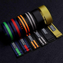Nylon Strap, 0.71, 0.87, 0.94 inches (18, 20, 22, 24 mm), Military Watch Strap, Black Buckle