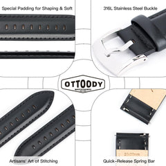 Watch Band, Watch Band, 0.7 inch (18 mm), 0.7 inch (19 mm), 0.8 inch (20 mm), 0.8 inch (21 mm), 0.9 inch (22 mm), Genuine Leather Watch Band, Quick Release, No Tools Required, Elegant, Calf Leather, Sweat Proof, Tactile Lining, Watch Strap