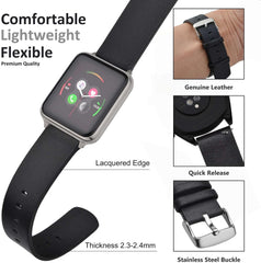 Quick Release Watch Band, Thin Genuine Leather Smart Watch Band, 0.7, 0.8, 0.9 in (18, 20, 22 mm)