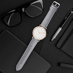 Quick Release Watch Band, Watch Strap, 0.8 inch (20 mm), 0.9 inch (22 mm), Bamboo Genuine Leather, Band, Smart Watch Band, Smart Watch Band, Wristwatch, Wristwatch, Wristband, Women's, Men's, Present, Leather Band, gray