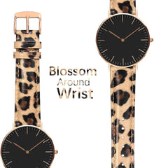 Flower Series Genuine Leather Watch Band, Quick Release Replacement Strap