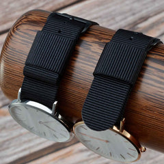 Nylon Strap, 0.71, 0.87, 0.94 inches (18, 20, 22, 24 mm), Military Watch Strap, Black Buckle