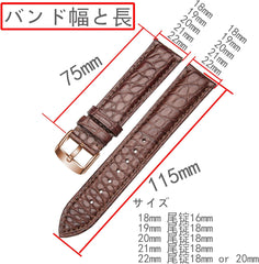 SEURE Genuine Leather Band, Alligator Leather and Cowhide Leather, Watch Strap, 0.71, 0.79, 0.83, 0.83, 0.97 inches (18, 19, 20, 21, 22 mm) Crocodile, Watch Strap, Replacement Strap, Waterproof, Sweat Proof, Unisex
