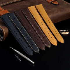 Leather Watch Band 14mm 16mm 18mm 19mm 20mm 21mm 22mm 23mm 24mm Vintage Leather Watch Band Rose Gold Buckle