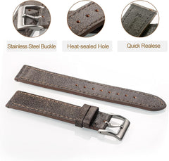 Watch Band, Watch Band, Genuine Leather Mustrot Leather Watch Strap, Soft Vintage Fine Leather Grain, 0.7/0.9 inches (18/20/22 mm), Quick Release Watch Strap