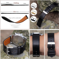 Crocodile Watch Strap Crocodile Replacement Watch Band Lizard Thin Band Ostrich Leather with Buckle Handmade Men Handmade