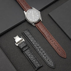 SEURE Genuine Leather Band, Alligator Leather and Cowhide Leather, Watch Strap, 0.71, 0.79, 0.83, 0.83, 0.97 inches (18, 19, 20, 21, 22 mm) Crocodile, Watch Strap, Replacement Strap, Waterproof, Sweat Proof, Unisex