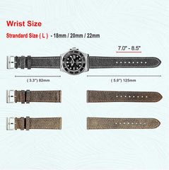 Watch Band, Watch Band, Genuine Leather Mustrot Leather Watch Strap, Soft Vintage Fine Leather Grain, 0.7/0.9 inches (18/20/22 mm), Quick Release Watch Strap