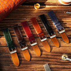 Crocodile Watch Strap Crocodile Replacement Watch Band Lizard Thin Band Ostrich Leather with Buckle Handmade Men Handmade