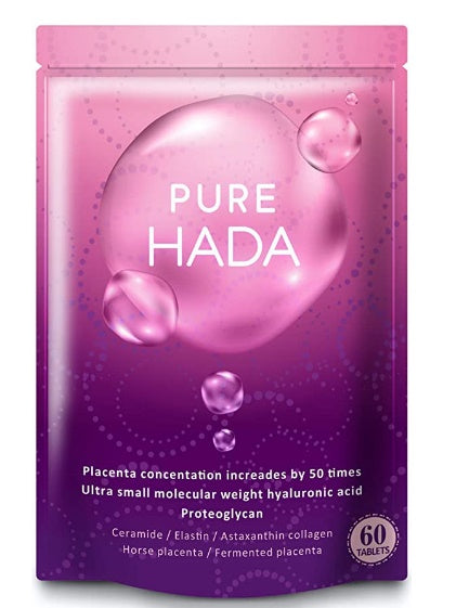 PURE HADA Ultra Low Molecular Hyaluronic Acid Collagen Ceramide Selected 9 Types,50x Concentrated Placenta 10,000 mg/day