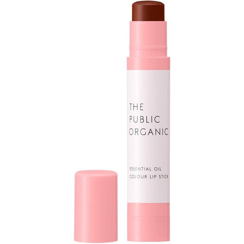 The Public Organic Essential Oil Colored Lip Freely Brown 100% Naturally Derived Colored Lip Lip Balm Made in Japan 3.5g