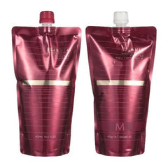 Milbon Plamia Enriched Shampoo 13.5 fl oz (400 ml) + Treatment M, 14.1 oz (400 g), Refill Set